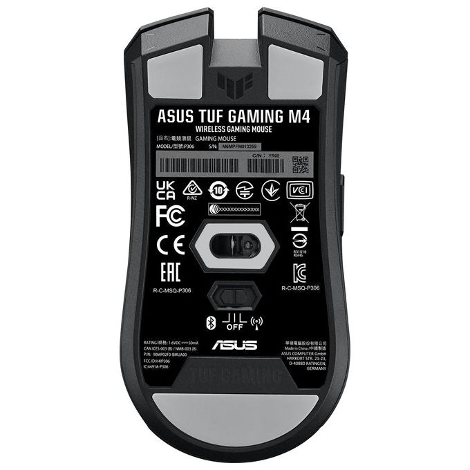 Asus M4 WIRELESS TUF Gaming Mouse Gaming Ottico 12000 DPI RF 2.4 GHz Bluetooth 6 Tasti Programmabili 62g colore Nero