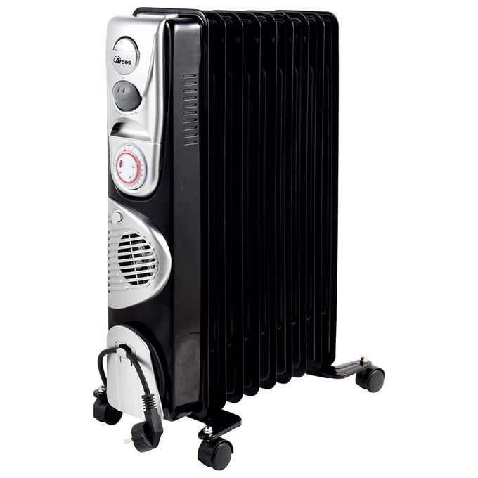 Ardes AR4R09BTTE OILO9 Turbo Time Riscaldatore ambiente elettrico a olio 2400 W con Timer 24h Termostato Regolabile 9 elementi colore Nero Argento
