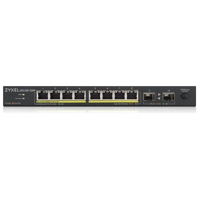 Zyxel GS1100-10HP-EU0102F GS1100-10HP v2 Switch Non Gestito 8 Porte Gigabit Ethernet PoE+ 2 Porte SFP Nero