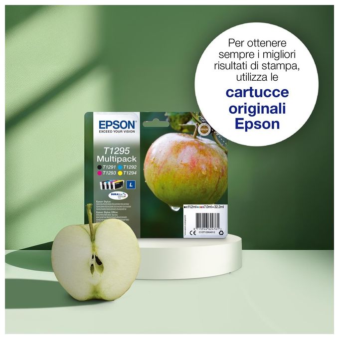 Epson C13T12954022 T1295 Multipack Cartucce Inkjet DURABrite Ultra 4 Colori Nero Ciano Magenta Giallo 11,2ml 7ml colore Nero