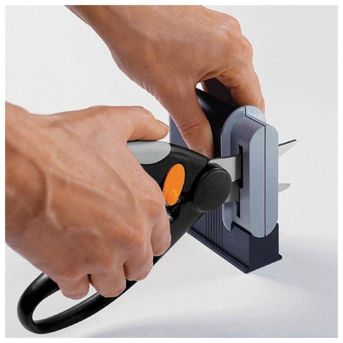 Fiskars Clip Affilaforbici Testa in Ceramica-Involucro in Plastica Nero-Grigio