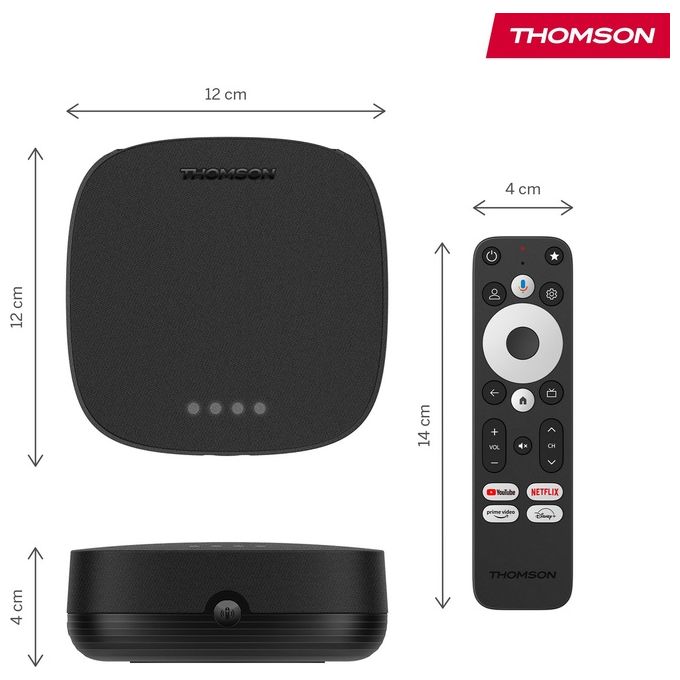 Thomson BOX PLUS 270G Streaming Box 4K Ultra HD Google TV Android 12 3GB 32GB Wi-Fi Dolby Vision colore Grigio
