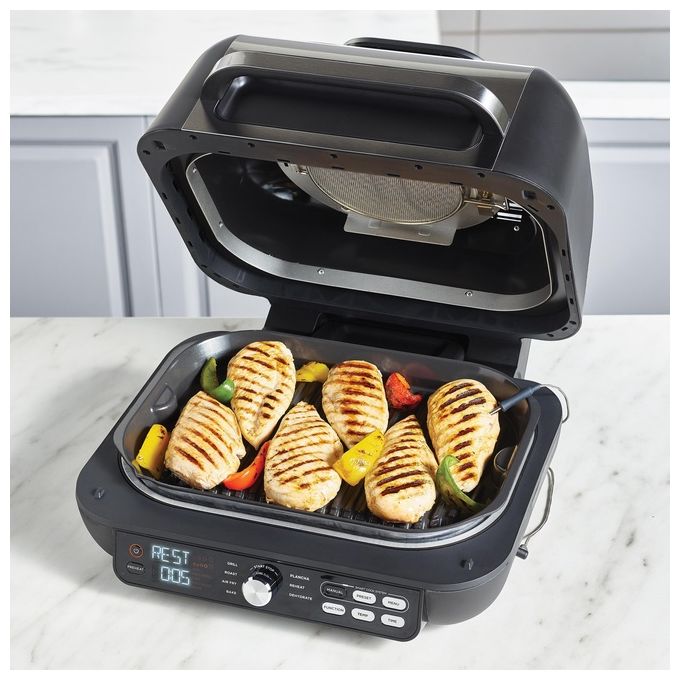 Ninja AG651EU Foodi Max Pro Friggitrice ad aria Griglia e Piastra 3.8L 7 funzioni Smart Cook System colore Argento Nero