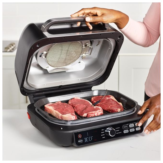 Ninja AG651EU Foodi Max Pro Friggitrice ad aria Griglia e Piastra 3.8L 7 funzioni Smart Cook System colore Argento Nero