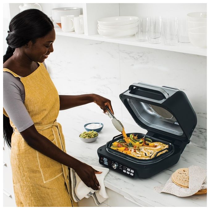 Ninja AG651EU Foodi Max Pro Friggitrice ad aria Griglia e Piastra 3.8L 7 funzioni Smart Cook System colore Argento Nero