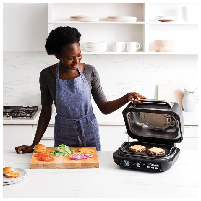 Ninja AG651EU Foodi Max Pro Friggitrice ad aria Griglia e Piastra 3.8L 7 funzioni Smart Cook System colore Argento Nero