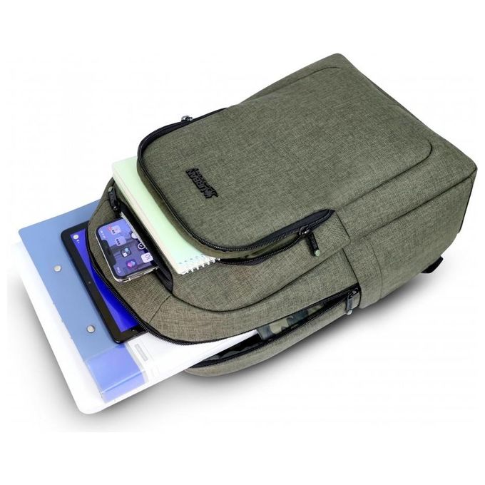 Urban Factory ECB34UF Cyclee City Edition Zaino per Laptop fino a 35,8 cm (14,1'') con Scomparto Tablet e Materiale Riciclato r-PET colore Kaki