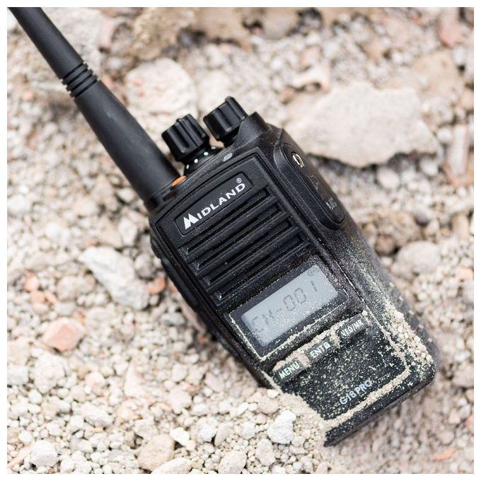 Midland C1145.02 G18 Pro Ricetrasmittente Walkie Talkie PMR446 99 Canali IP67 MIL-STD-810G 12000 m colore Nero