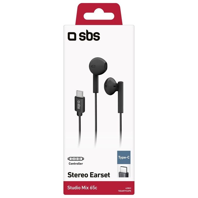 Sbs Studio Mix 65c Auricolari Stereo Semi In-Ear con Connettore Usb-C Nero
