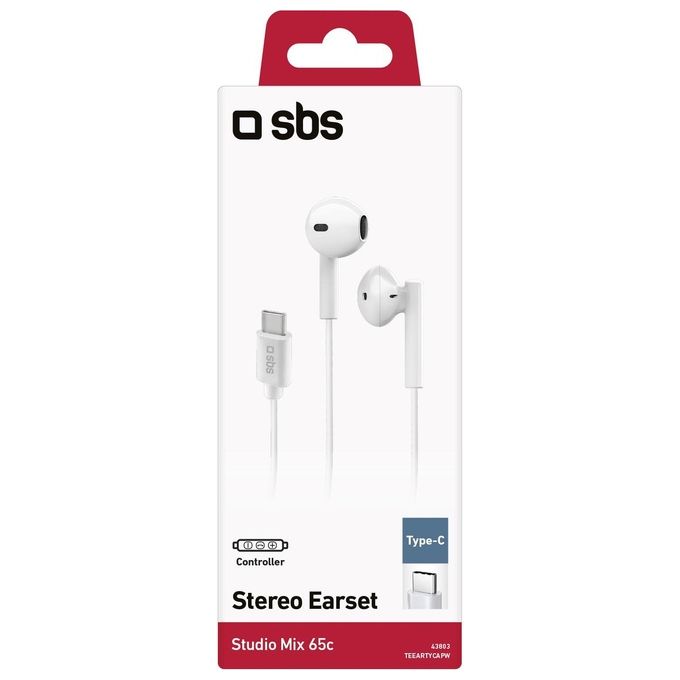 Sbs Studio Mix 65c Auricolari Semi In-Ear a Filo con Connettore Usb-C