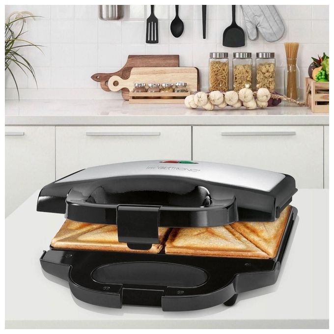 Clatronic ST 3778 Nero-inox Piastra da Sandwich per 2