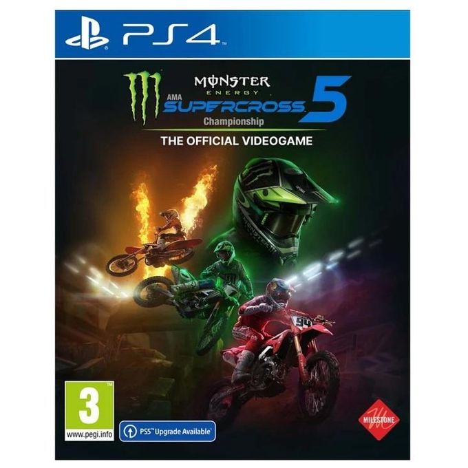 Milestone 1078748 Monster Energy Supercross 5 Videogioco per PlayStation 4 Lingue ITA Inglese ESP Francese Tedesca POR-BRA Multiplayer Online e Split Screen colore Nero