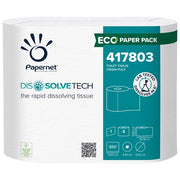 Papernet 417803 Dissolve Tech Carta Igienica 1 Velo 850 Strappi 94 m 4 Rotoli colore Bianco