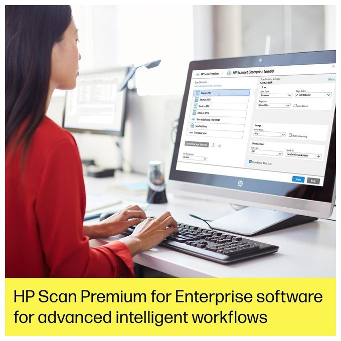 HP 20G08A#B19 ScanJet Enterprise Flow N6600 fnw1 Scanner Piano ADF 1200x1200 DPI A4 50 ppm Wi-Fi Ethernet colore Bianco