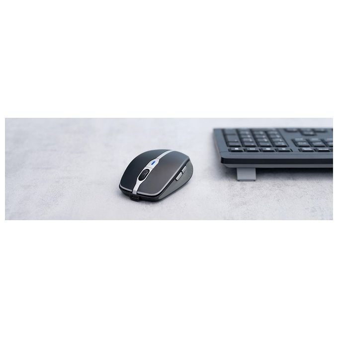 CHERRY JW-9100-2 Mouse Wireless Ricaricabile con Connessione Bluetooth e 2.4 GHz RF Risoluzione fino a 2400 DPI 6 Tasti Custodia Inclusa colore Nero