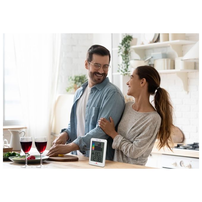 Explore Scientific WSH1008 Igrometro Elettronico Digitale con Registrazione Grafica dell'Umidita' Avviso di Muffa Alimentazione a Batteria 2x AAA Incluse Supporto da Tavolo o a Parete colore Bianco