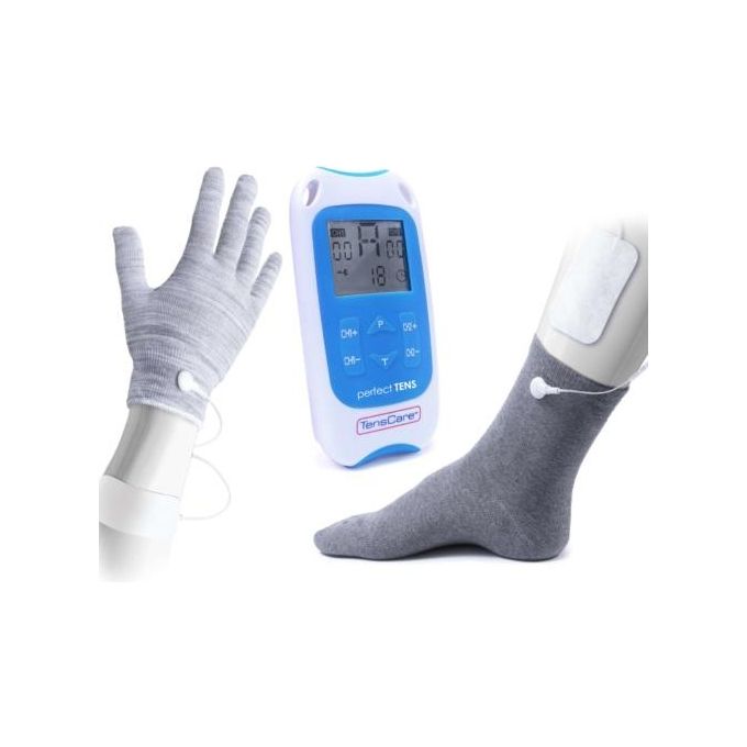 Tenscare K-PERFECT Perfect TENS Dispositivo Antidolorifico TENS 2 Canali 8 Programmi Preimpostati 60 Livelli di Intensita' colore Blu