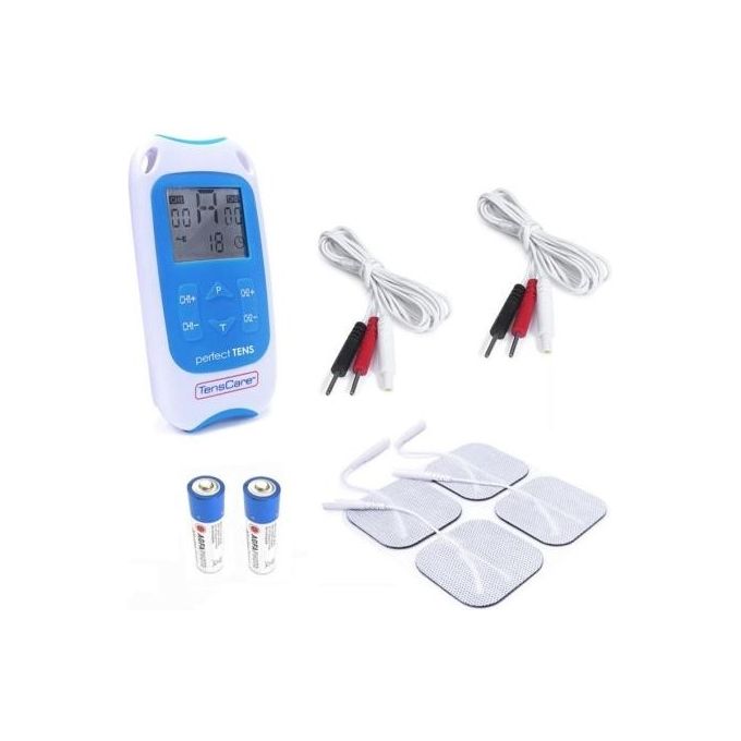 Tenscare K-PERFECT Perfect TENS Dispositivo Antidolorifico TENS 2 Canali 8 Programmi Preimpostati 60 Livelli di Intensita' colore Blu