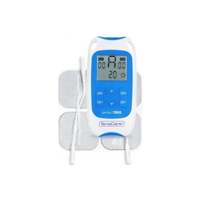 Tenscare K-PERFECT Perfect TENS Dispositivo Antidolorifico TENS 2 Canali 8 Programmi Preimpostati 60 Livelli di Intensita' colore Blu