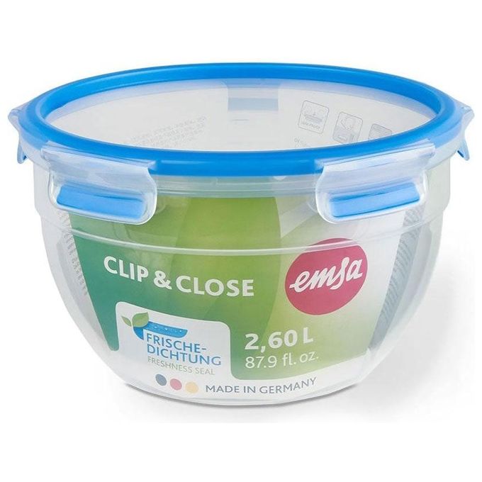 Emsa ClipeClose Contenitore Salvafreschezza 2.6 Litri Rotondo