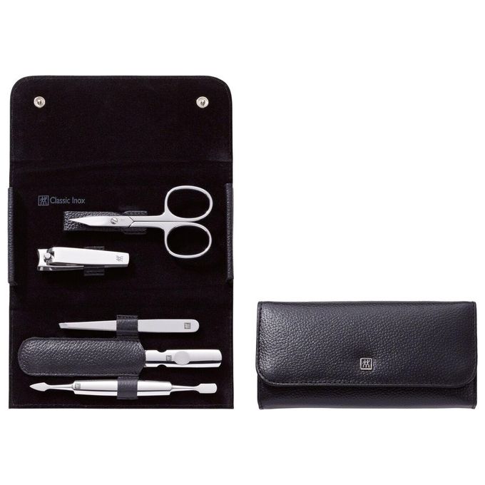 Zwilling 97546-004-0 Classic Inox Set Manicure e Pedicure 5 pezzi custodia bottone a pressione colore Nero