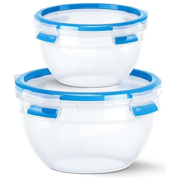 Emsa N1011600 Clip and Close Contenitore Salvafreschezza Set 2 Pezzi Rotondo 1,0 L e 2,6 L Ermetico senza BPA colore Blu