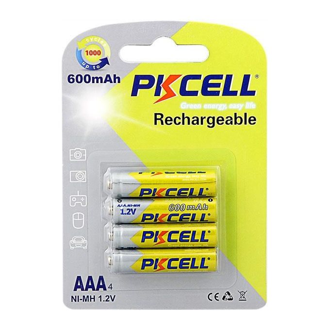 Pkcell batterie ricaricabili ministilo AAA ni-mh 600 mah 1,2 v blister 4 pezzi