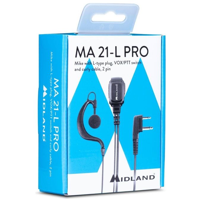 Midland MA21-L PRO Microfono Auricolare Connettore 2 Pin a L
