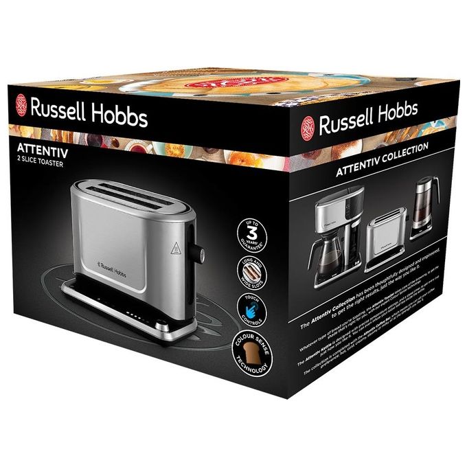 Russell Hobbs 26210-56 Attentiv Tostapane 2 Fette con Tecnologia Colour Sense Touchscreen Acciaio Inossidabile colore Acciaio Inossidabile