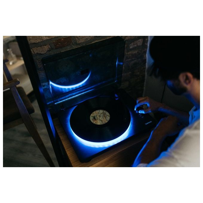 Lenco LS-50LEDBK Giradischi con Altoparlanti Integrati 2x3 W USB Luci LED 33 45 78 rpm colore Nero