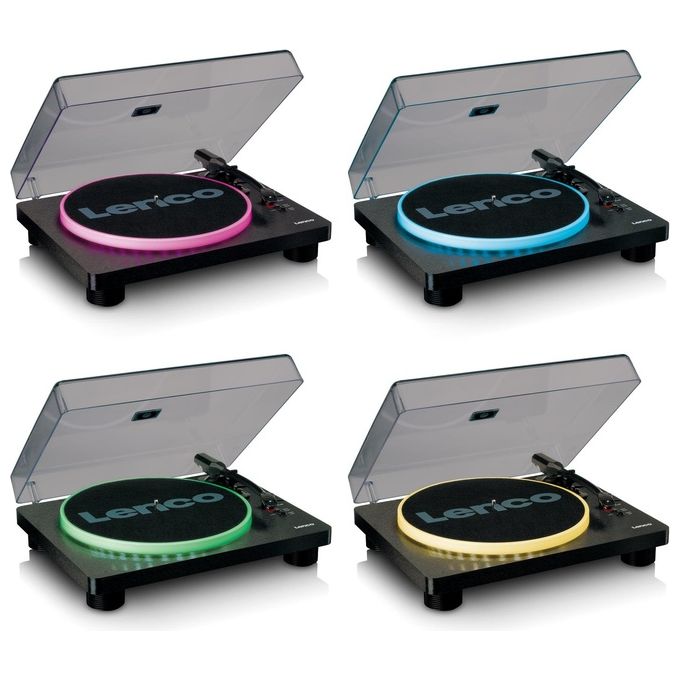 Lenco LS-50LEDBK Giradischi con Altoparlanti Integrati 2x3 W USB Luci LED 33 45 78 rpm colore Nero