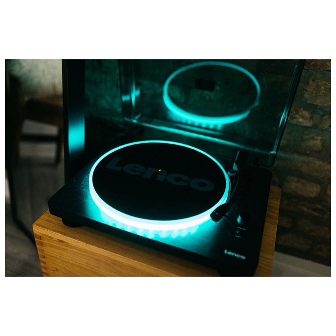 Lenco LS-50LEDBK Giradischi con Altoparlanti Integrati 2x3 W USB Luci LED 33 45 78 rpm colore Nero