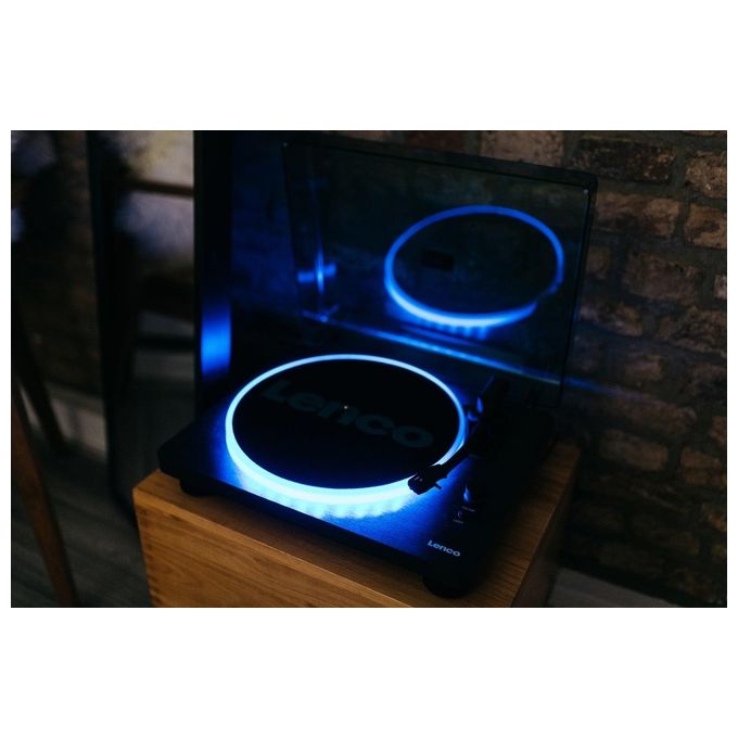 Lenco LS-50LEDBK Giradischi con Altoparlanti Integrati 2x3 W USB Luci LED 33 45 78 rpm colore Nero