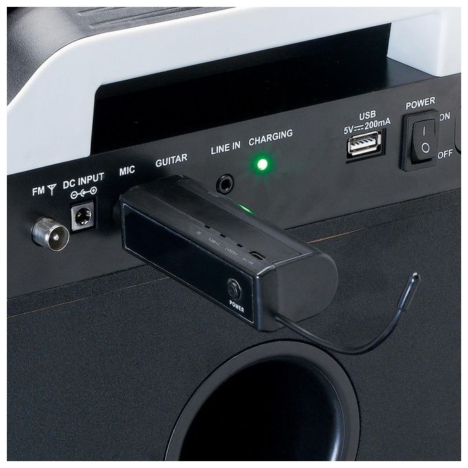 Lenco MCW-011BK Microfono Wireless con Ricevitore Jack 6,3 mm Portata 15 m Alimentazione 2 Batterie AA Frequenza 863,5 MHz colore Nero
