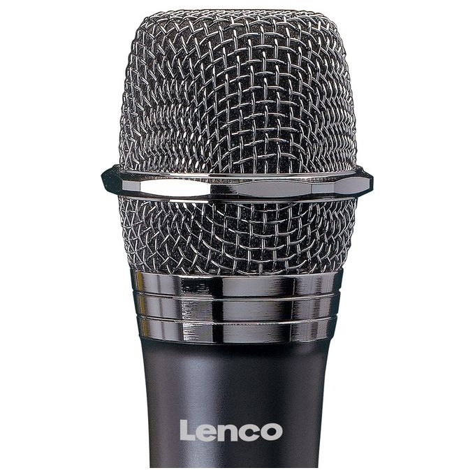 Lenco MCW-011BK Microfono Wireless con Ricevitore Jack 6,3 mm Portata 15 m Alimentazione 2 Batterie AA Frequenza 863,5 MHz colore Nero