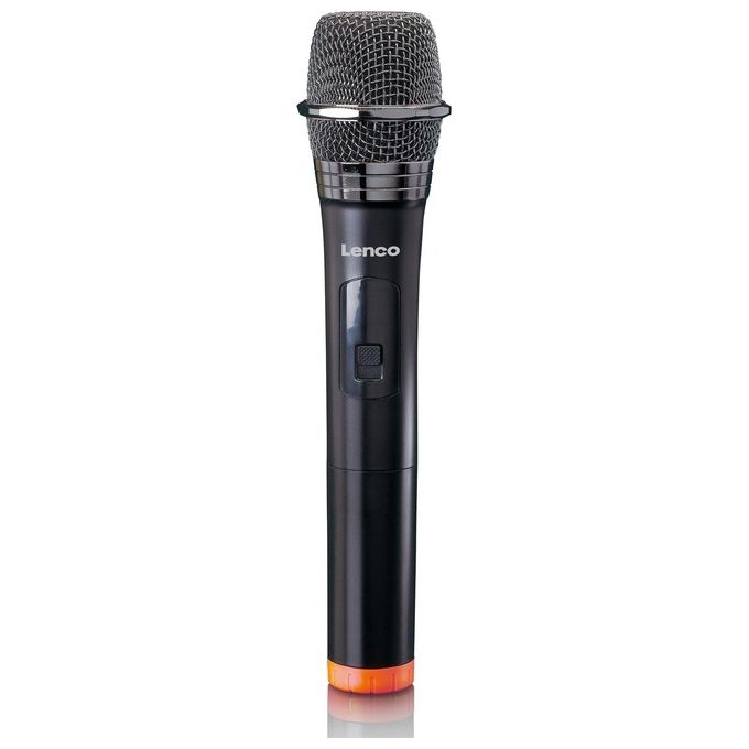 Lenco MCW-011BK Microfono Wireless con Ricevitore Jack 6,3 mm Portata 15 m Alimentazione 2 Batterie AA Frequenza 863,5 MHz colore Nero