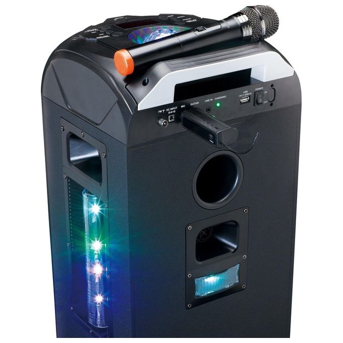 Lenco MCW-011BK Microfono Wireless con Ricevitore Jack 6,3 mm Portata 15 m Alimentazione 2 Batterie AA Frequenza 863,5 MHz colore Nero