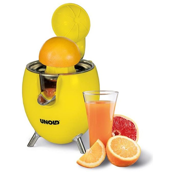 Unold 78132 Power Juicy Spremiagrumi manuale 1100 W con contenitore polpa e piedini antiscivolo colore Giallo