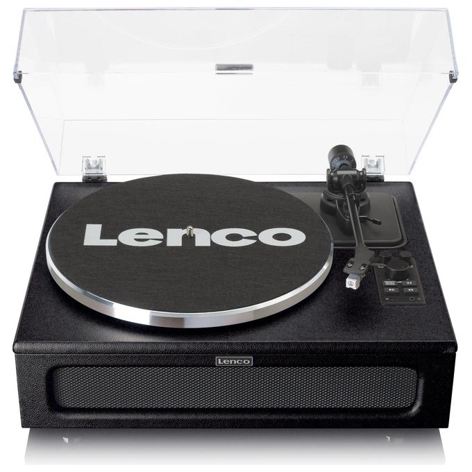 Lenco LS-430BK Giradischi Bluetooth 5.0 Vinile Trasmissione a Cinghia 4 Altoparlanti 40W RMS Preamplificatore Ingresso AUX colore Nero