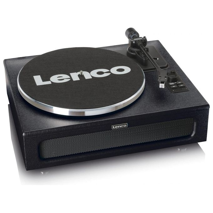 Lenco LS-430BK Giradischi Bluetooth 5.0 Vinile Trasmissione a Cinghia 4 Altoparlanti 40W RMS Preamplificatore Ingresso AUX colore Nero