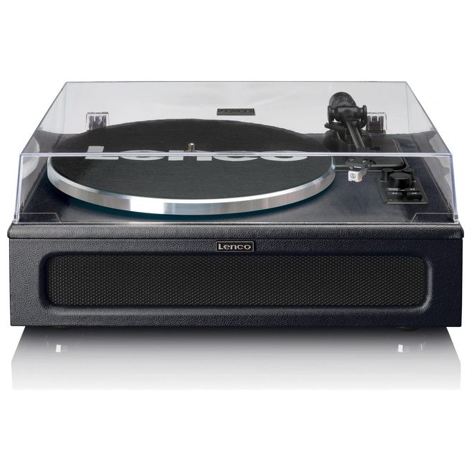 Lenco LS-430BK Giradischi Bluetooth 5.0 Vinile Trasmissione a Cinghia 4 Altoparlanti 40W RMS Preamplificatore Ingresso AUX colore Nero