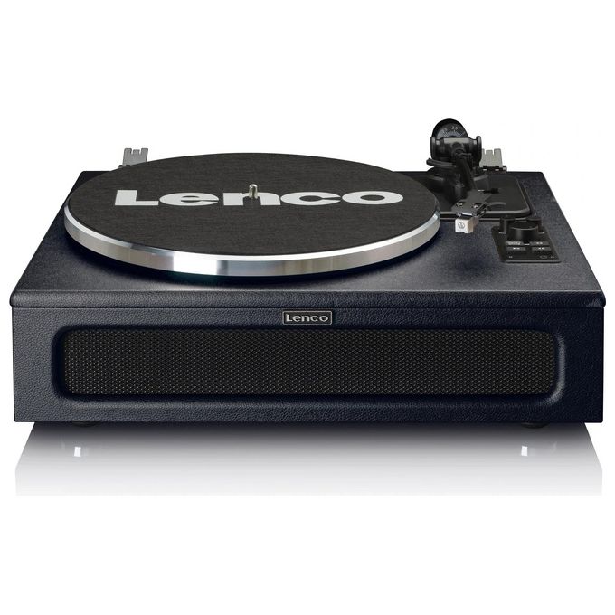 Lenco LS-430BK Giradischi Bluetooth 5.0 Vinile Trasmissione a Cinghia 4 Altoparlanti 40W RMS Preamplificatore Ingresso AUX colore Nero
