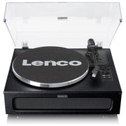 Lenco LS-430BK Giradischi Bluetooth 5.0 Vinile Trasmissione a Cinghia 4 Altoparlanti 40W RMS Preamplificatore Ingresso AUX colore Nero