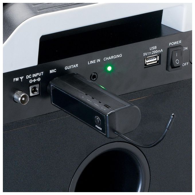 Lenco MCW-020BK Microfono Wireless per Palco con Ricevitore 6,35 mm Portata 15 m Batterie AA incluse colore Nero