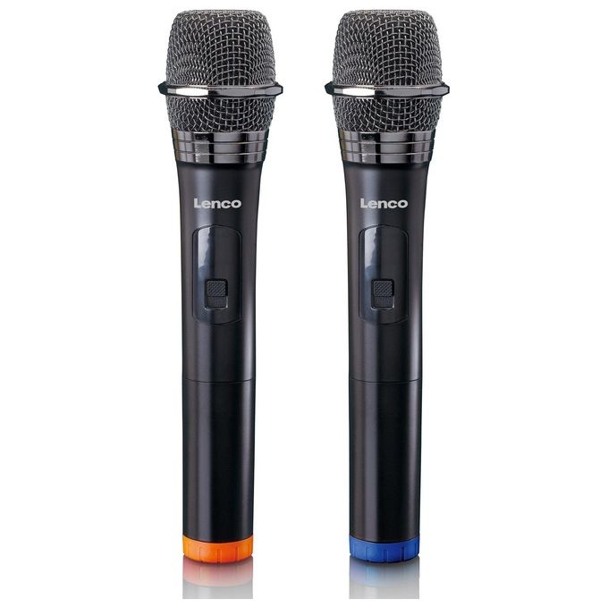 Lenco MCW-020BK Microfono Wireless per Palco con Ricevitore 6,35 mm Portata 15 m Batterie AA incluse colore Nero