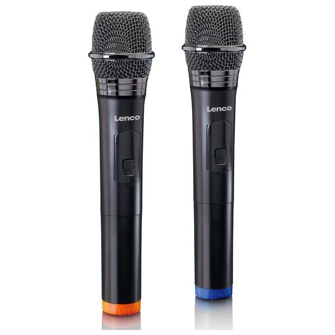 Lenco MCW-020BK Microfono Wireless per Palco con Ricevitore 6,35 mm Portata 15 m Batterie AA incluse colore Nero