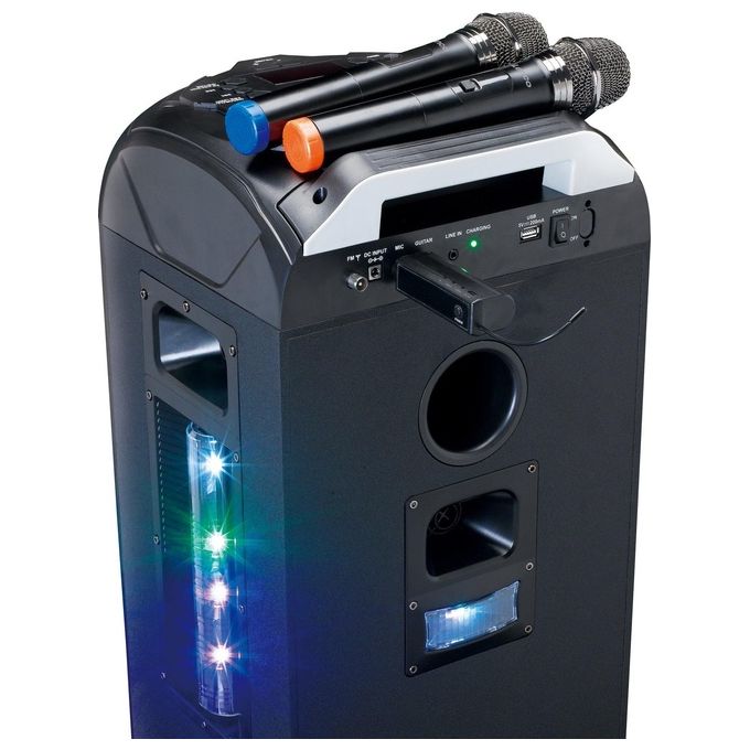 Lenco MCW-020BK Microfono Wireless per Palco con Ricevitore 6,35 mm Portata 15 m Batterie AA incluse colore Nero