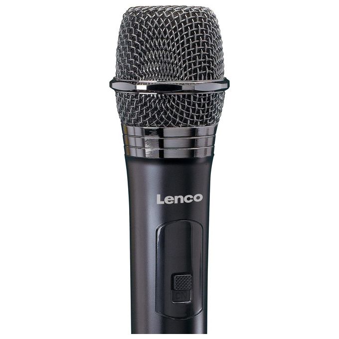 Lenco MCW-020BK Microfono Wireless per Palco con Ricevitore 6,35 mm Portata 15 m Batterie AA incluse colore Nero