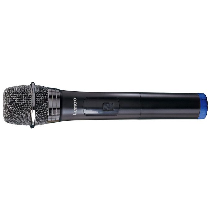 Lenco MCW-020BK Microfono Wireless per Palco con Ricevitore 6,35 mm Portata 15 m Batterie AA incluse colore Nero