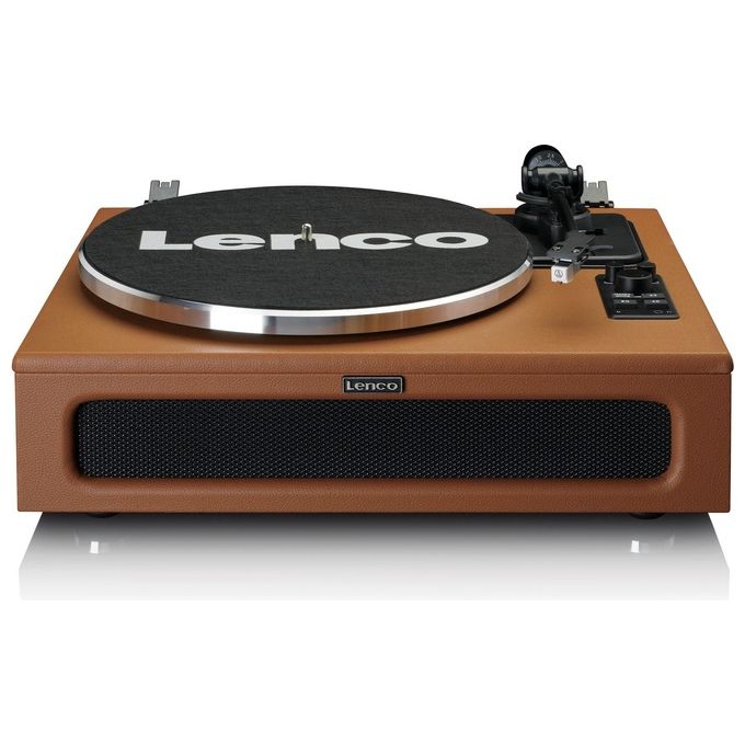 Lenco LS-430BN Giradischi Bluetooth con Altoparlanti Integrati 40 W Trasmissione a Cinghia 33 e 45 giri Preamplificatore RCA AUX colore Marrone